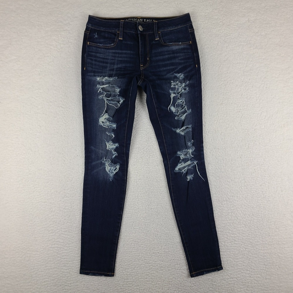 American Eagle Outfitters Dark Blue Distressed Jeggings